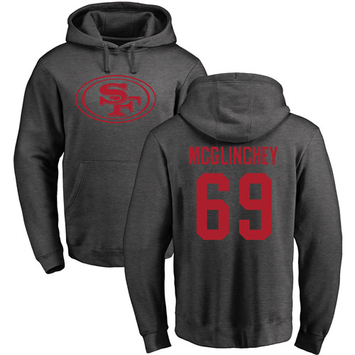 Men San Francisco 49ers Ash Mike McGlinchey One Color #69 Pullover NFL Hoodie Sweatshirts